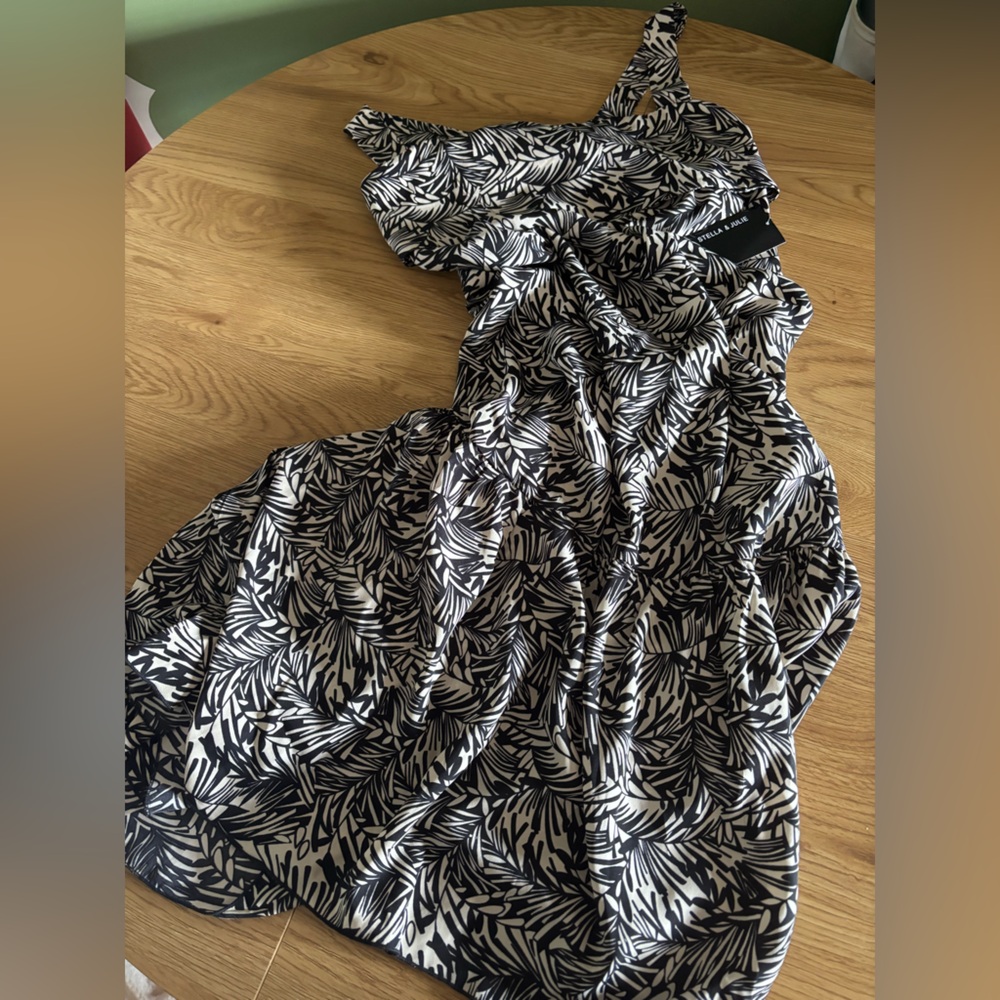 NWT Black and White Leaf Print Dress